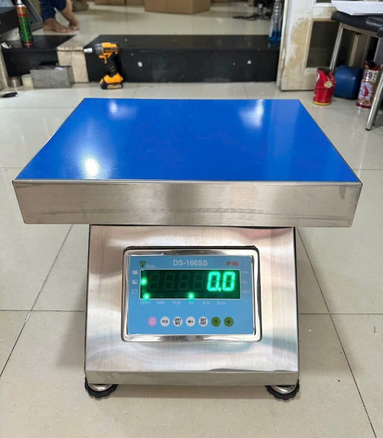 Cân ghế hộp inox chữ số xanh chống nước