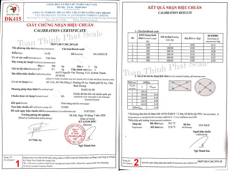dịch vụ kiểm định/ hiệu chuẩn cân